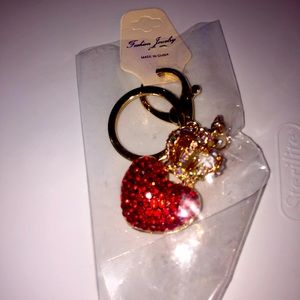 Heart Crown Gold Key Chain New with tags
